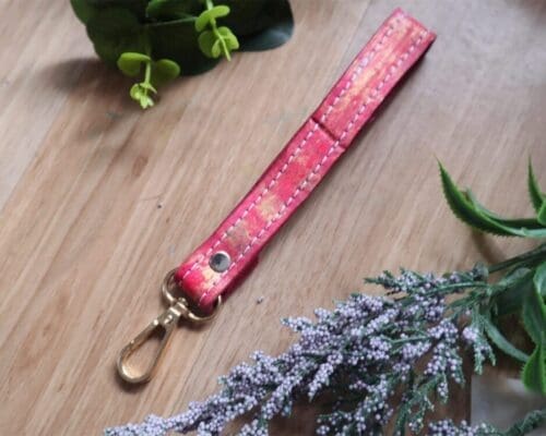 Princess Pink Leather Skinny Key Fob