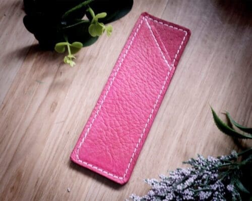 Fuchsia Leather Planner Pen Sleeve