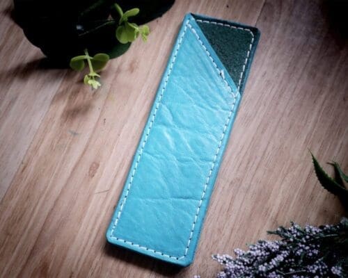 Turquoise Leather Planner Pen Sleeve