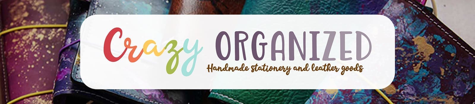 crazy organized stationery and leather goods website banner